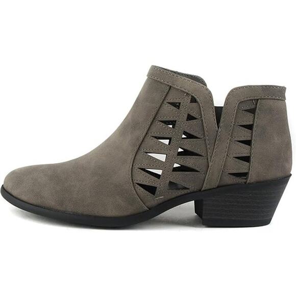 Soda Ankle Boots Women's Perforated Cut Out Stacked Block Heel Gray SZ 7.5 - Picture 3 of 6